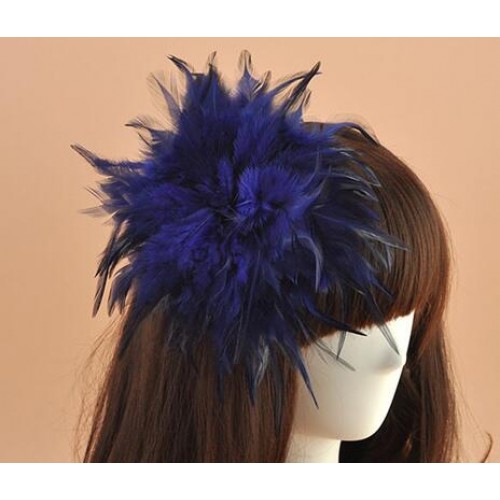 Women's girls stage performance feather headdress bridal model jazz singers host cosplay hair clip brooch